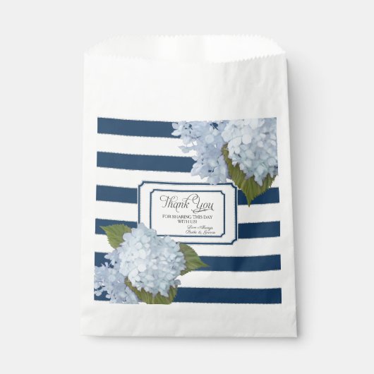 Blue Hydrangea Garden Floral Navy Wit Dank u Bedankzakje (Voorkant)