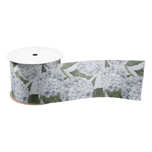 Blue Hydrangea Garden Floral  Satijnen Lint (Spoel)