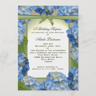 Blue Hydrangea Garden Party Birthday Kaart