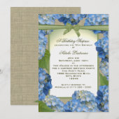 Blue Hydrangea Garden Party Verjaardag Kaart (Voorkant / Achterkant)