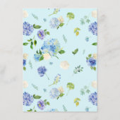 Blue Hydrangea Garland Baby shower Bingo spel Informatiekaartje (Achterkant)