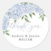 Blue Hydrangea Gepersonaliseerd bruiloft gunst Ronde Sticker (Voorkant)