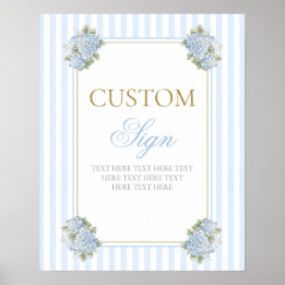 Blue Hydrangea Gepersonaliseerd sign Poster