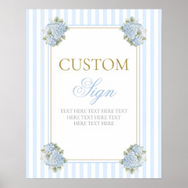 Blue Hydrangea Gepersonaliseerd sign Poster
