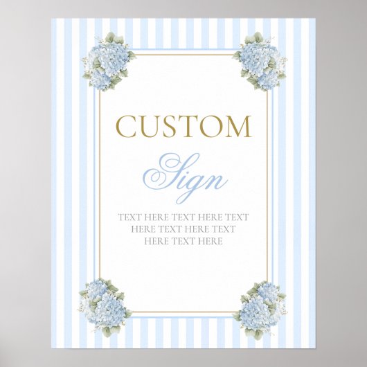 Blue Hydrangea Gepersonaliseerd sign Poster (Voorkant)