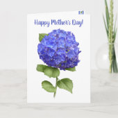 Blue Hydrangea gepersonaliseerde Floral Moederdag Kaart (Voorkant)