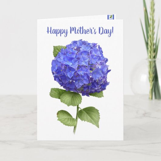Blue Hydrangea gepersonaliseerde Floral Moederdag Kaart (Voorkant)