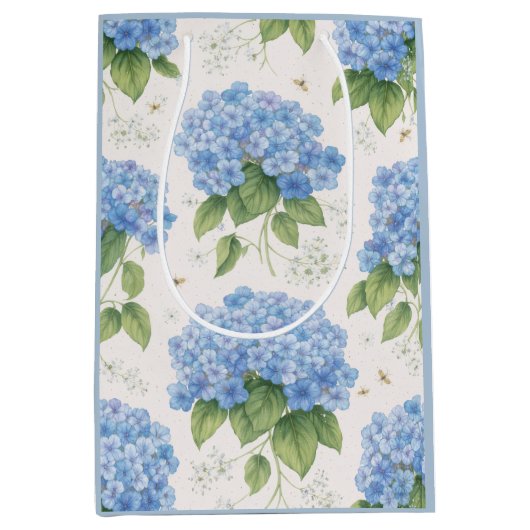Blue Hydrangea Gift Bag | Botanical Medium Cadeauzakje (Voorkant)