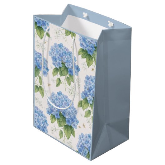 Blue Hydrangea Gift Bag | Botanical Medium Cadeauzakje (Achterkant Gekanteld)