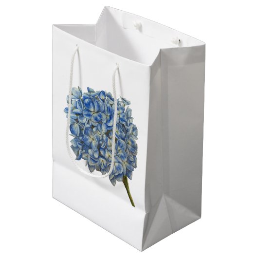Blue Hydrangea Gift Bag Medium Cadeauzakje (Voorkant Gekanteld)
