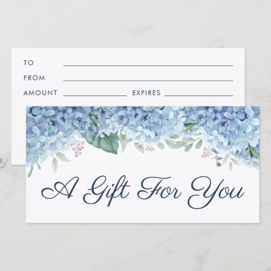 Blue hydrangea gift certificate (Voorkant / Achterkant)