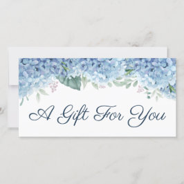 Blue hydrangea gift certificate