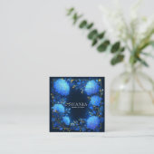 Blue Hydrangea Gold Celestial Frame Midnight Vierkante Visitekaartje (Staand voorkant)
