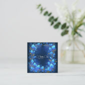 Blue Hydrangea Gold Celestial Frame Midnight Vierkante Visitekaartje (Staand voorkant)