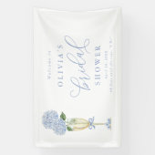  Blue Hydrangea & Gold Champagne Welcome Spandoek (Verticaal)