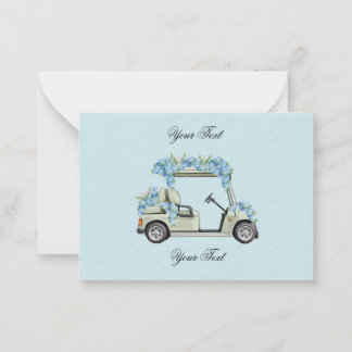 Blue Hydrangea Golf Cart Floral Wedding Enclosure  Notitiekaartje