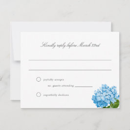 Blue Hydrangea Grand-millennial Wedding RSVP Kaart