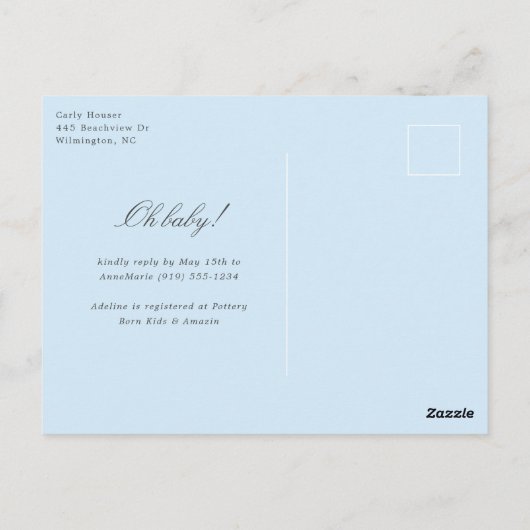 Blue Hydrangea Grandmillennial Baby shower Briefkaart (Achterkant)