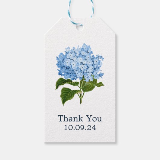 Blue Hydrangea Grandmillennial Bedankt Cadeaulabel (Voorkant)