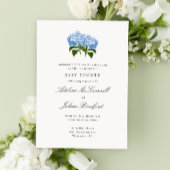 Blue Hydrangea Grandmillennial Double Baby shower Kaart