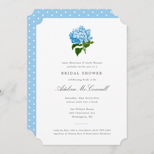 Blue Hydrangea Grandmillennial Vrijgezellenfeest Kaart (Voorkant / Achterkant)