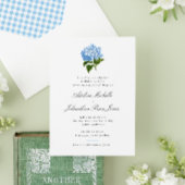 Blue Hydrangea Grandmillennial Wedding Kaart