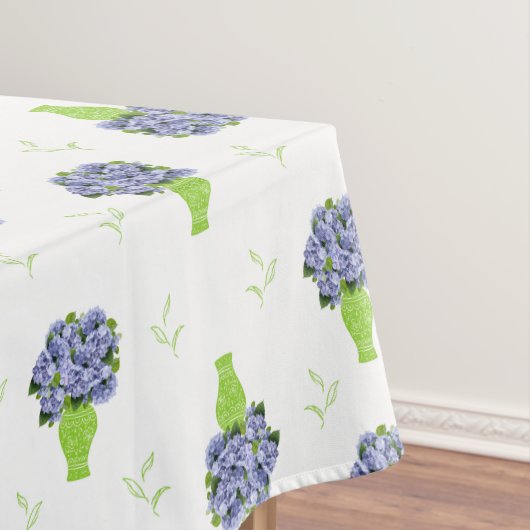  Blue Hydrangea Green Vase Coastal Pattern Tafelkleed (Voorbeeld)