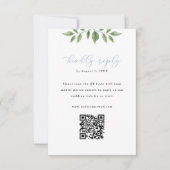 Blue Hydrangea Greenery QR Code Beantwoorden Verti RSVP Kaartje (Voorkant)