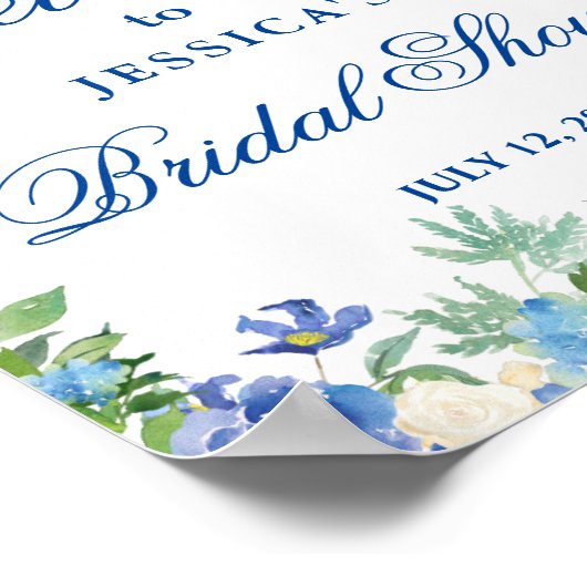 Blue Hydrangea Greenery Vrijgezellenfeest Welcome Poster (Hoek)