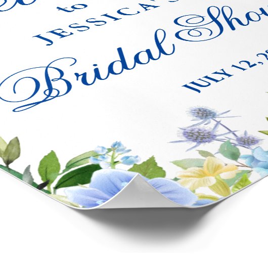 Blue Hydrangea Greenery Vrijgezellenfeest Welcome Poster (Hoek)