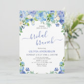 Blue Hydrangea Greenery Waterverf Bridal Brunch Kaart (Staand voorkant)