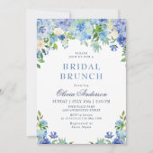 Blue Hydrangea Greenery Waterverf Bridal Brunch Kaart (Voorkant)