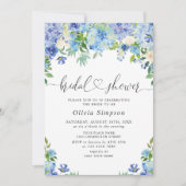 Blue Hydrangea Greenery Waterverf Vrijgezellenfees Kaart (Voorkant)