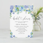 Blue Hydrangea Greenery Waterverf Vrijgezellenfees Kaart (Staand voorkant)
