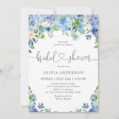 Blue Hydrangea Greenery Waterverf Vrijgezellenfees Kaart (Voorkant)