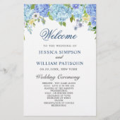 Blue Hydrangea Greenery Wedding Ceremony Program (Voorkant)
