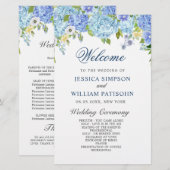 Blue Hydrangea Greenery Wedding Ceremony Program (Voorkant / Achterkant)