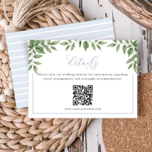 Blue Hydrangea Greens Lijst Horizontale QR-code Informatiekaartje