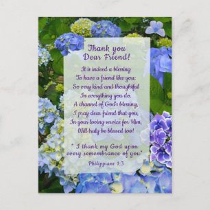 Blue Hydrangea Hartelijk dank Briefkaart