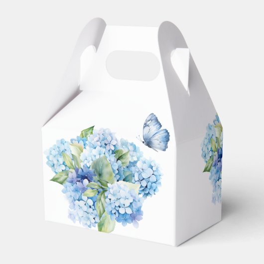 Blue Hydrangea Het is een Boy Baby shower Bedankdoosjes (Achterkant)