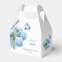 Blue Hydrangea Het is een Boy Baby shower Bedankdoosjes