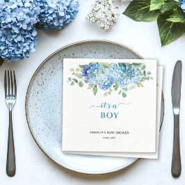 Blue Hydrangea Het is een Boy Baby shower Servet