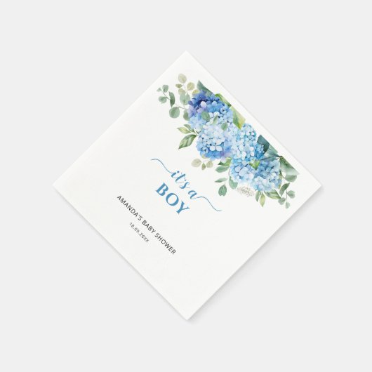 Blue Hydrangea Het is een Boy Baby shower Servet (Hoek)
