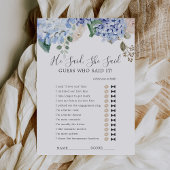 Blue Hydrangea Hij zei dat ze douchespel Kaart zei