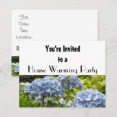 Blue Hydrangea House Warming Party Kaart (Voorkant / Achterkant)