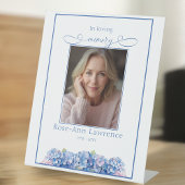 Blue Hydrangea In Loving Memory Tribute Remebrance Reclamebord Met Voetstuk