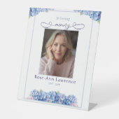 Blue Hydrangea In Loving Memory Tribute Remebrance Reclamebord Met Voetstuk (Voorkant)