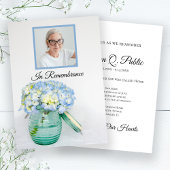 Blue Hydrangea in pot Dood Jubileum Memorial Kaart