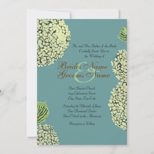 Blue Hydrangea Invitation Kaart (Achterkant)