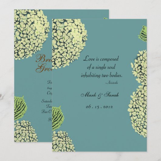 Blue Hydrangea Invitation Kaart (Voorkant / Achterkant)